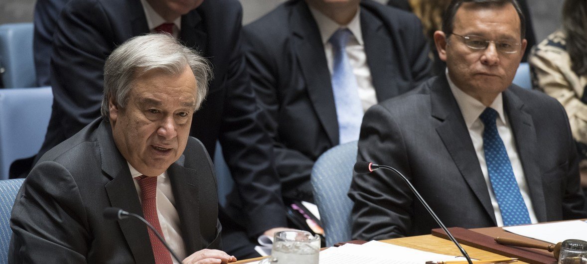 Secretary-General António Guterres addresses Security Council meeting on peacebuilding and sustaining peace.